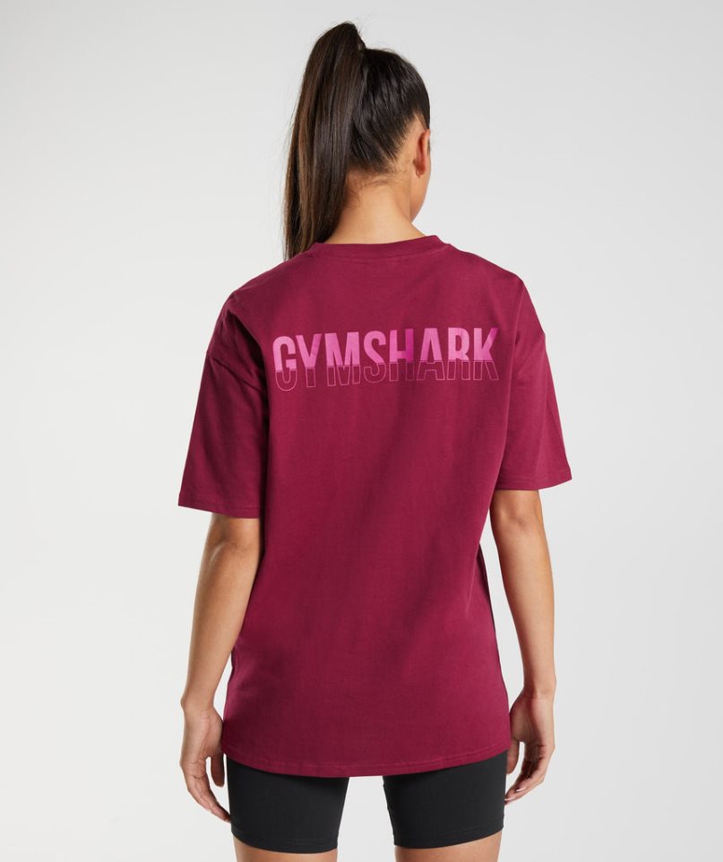 Women\'s Gymshark Fraction Oversized T-Shirts Fuchsia | CA 1N073A